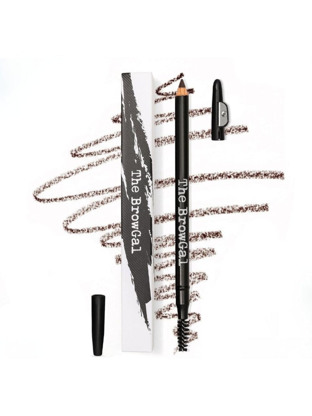 3-in-1 Skinny Eyebrow Pencil with Sharpener & Spoolie Brush - Longwear, Espresso